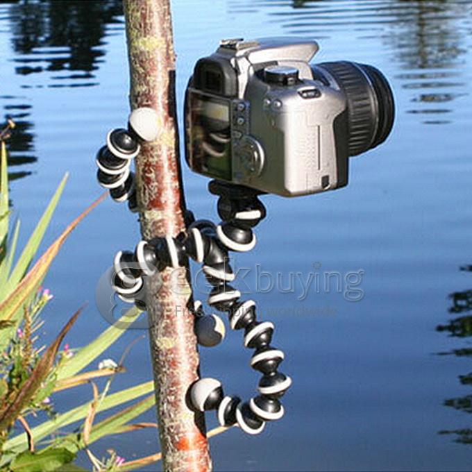 Middle Size Stylish Portable Flexible Leg Mini Tripod for GoPro KeeCoo Xiaoyi Yi Action Sports Camera - Black+white
