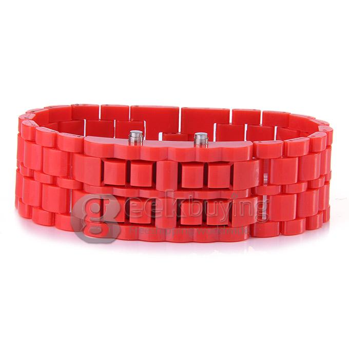 Lava Watch Digital Red Binary LED Bracelet Wristwatch with Plastic Strap For Unisex - Red