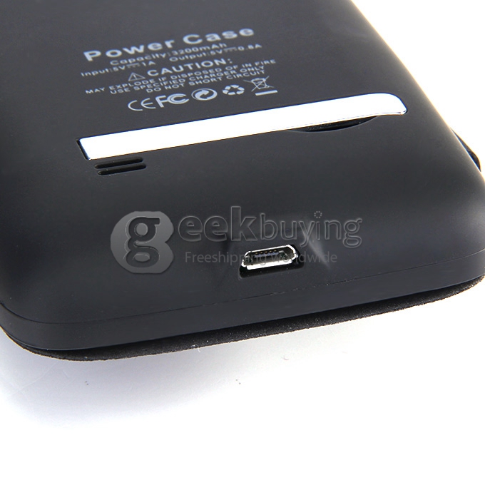 3200mAH External Power Bank Backup Battery Charger with View Flip Stand Case for Samsung Galaxy S4 i9500 - Black