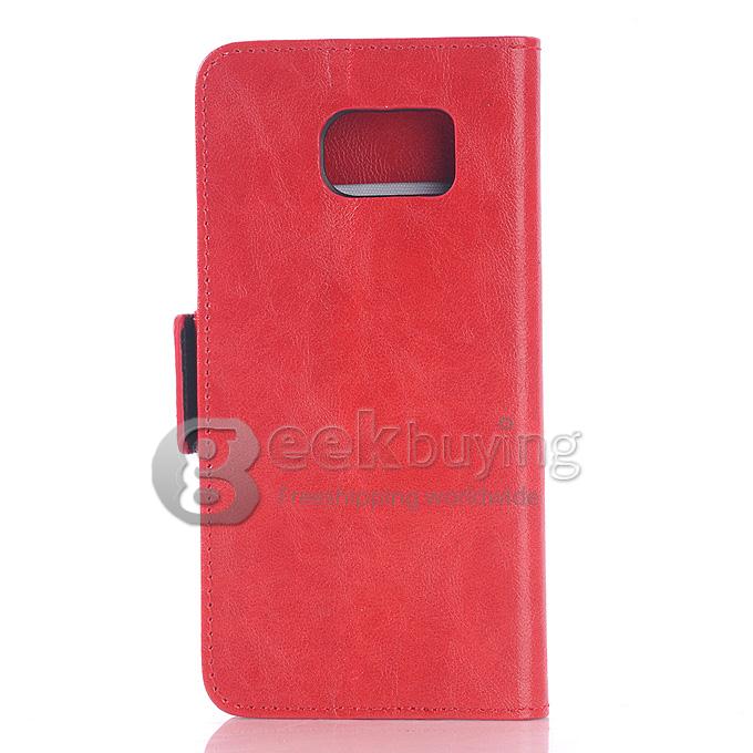 Protective Hard Cover Flip Stand Leather Case for SAMSUNG S6 Edge - Red