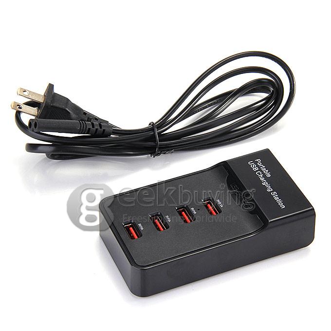 HDH-323 Smart Fast 4 Ports USB Charger US Plug - Black