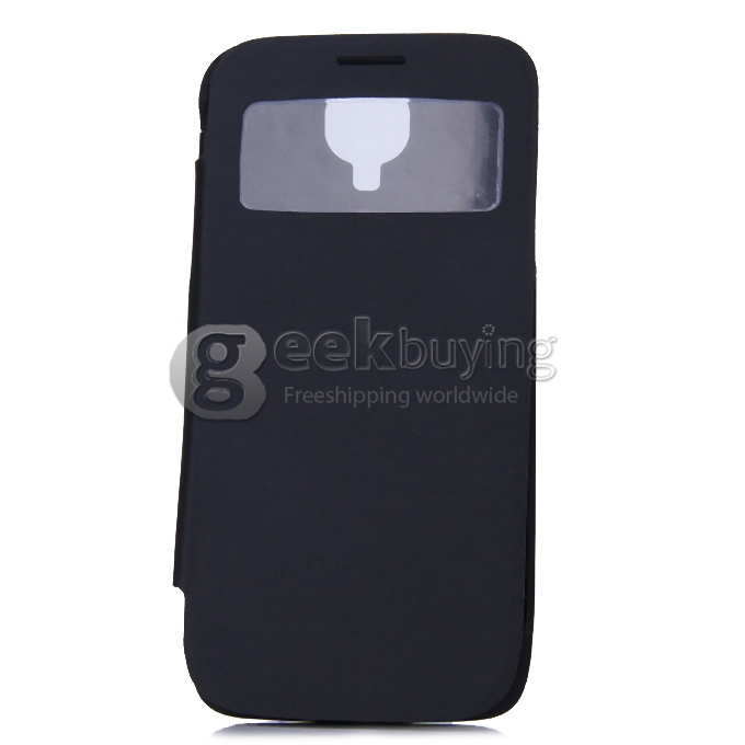 3200mAH External Power Bank Backup Battery Charger with View Flip Stand Case for Samsung Galaxy S4 i9500 - Black