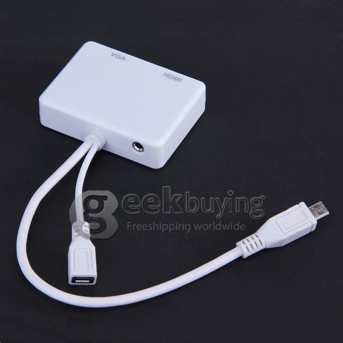 MHL / Micro to VGA & HDMI Adapter Splitter for Samsung Galaxy S3 - White