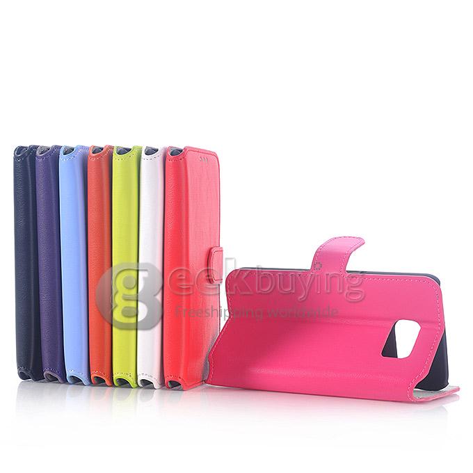 Protective Hard Cover Flip Stand Leather Case for Samsung Galaxy S6 - Red