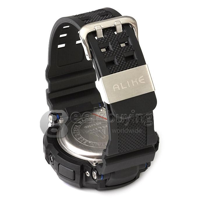 Multi-functional AK14109 Waterproof Sports Watch with Double Movement Analog & Digital Display - Blue + Black