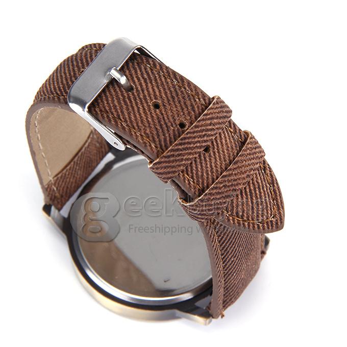 Geneva Stylish Unisex Quartz Watches Denim Fabric Wristwatch - Brown