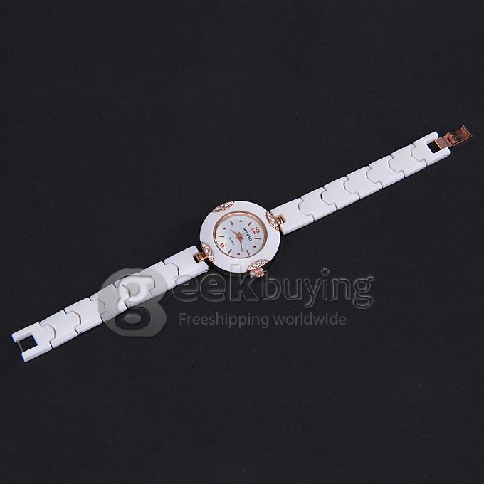 Wecin Fashion Women Bracelet Wrist Watches with Semi-circle Design - White