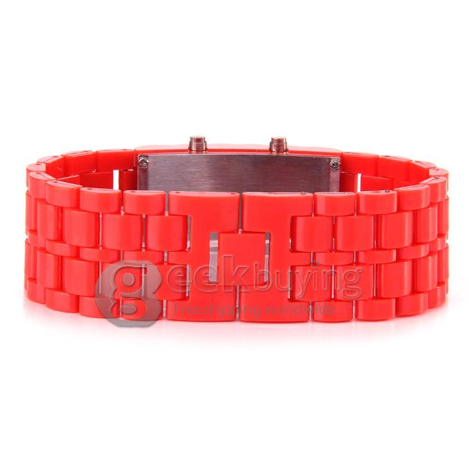Lava Watch Digital Red Binary LED Bracelet Wristwatch with Plastic Strap For Unisex - Red