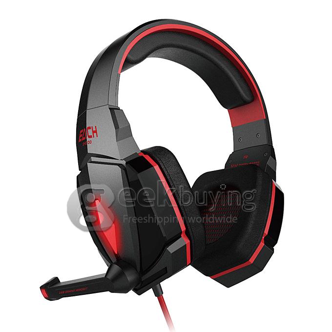 EACH G4000 Adjustable Antinoise Dazzle Light Game Stereo Headphone USB/Audio Jack Input Stretchable Band - Black+Red