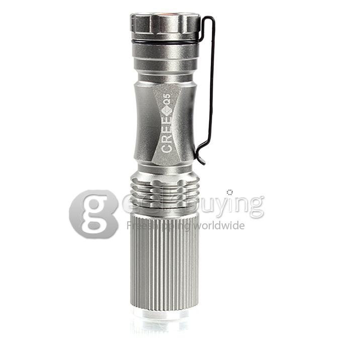 CREE XPE-Q5 600 Lumens 7W Zoomable LED Shock Resistant Camp Flashlight - Silver (1 x 14500 / 1 x AA)