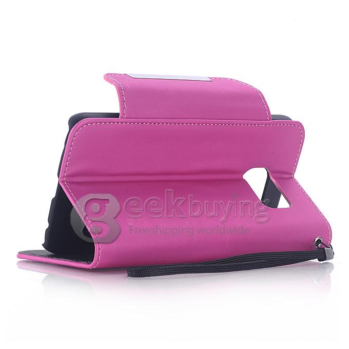 Protective Hard Cover Flip Stand Leather Case for SAMSUNG S6 -Pink