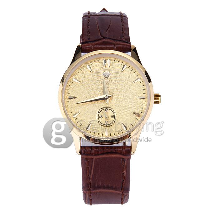 Jijia SG8008 2.5 Needles Women Quartz Watch Water Resistant Wristwatch - Golden + Brown