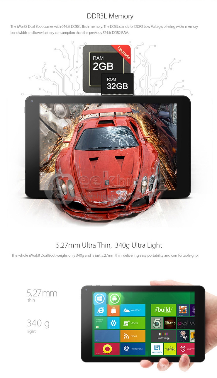 Cube iWork8 Ultrapad Dual Boot 2GB/32GB Tablet PC Win 8.1 + Android 4.4 Intel Z3735F Quad Core 1.8GHz 8