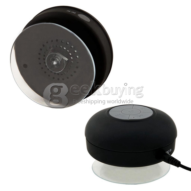 AEN IPX4 Wireless Bluetooth Shower Speaker BT3.0+EDR 2.4GHZ With Built-in Microphone & Suction Cup - Black