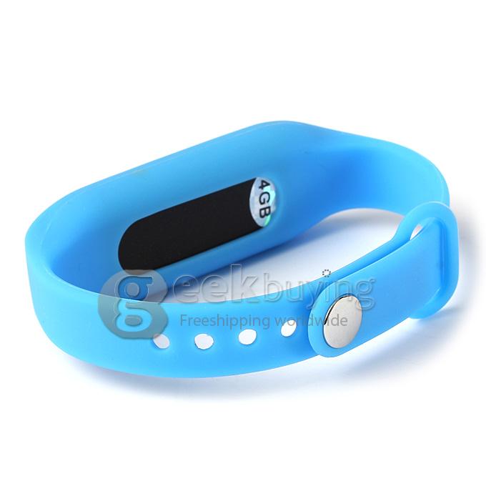 WR-06 Wearable Wristband Bracelet 4GB 70H Digital Voice Recorder Wrist Band WAV Recording Format - Blue