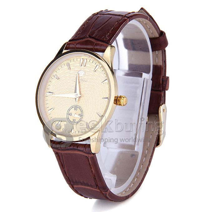 Jijia SG8008 2.5 Needles Women Quartz Watch Water Resistant Wristwatch - Golden + Brown