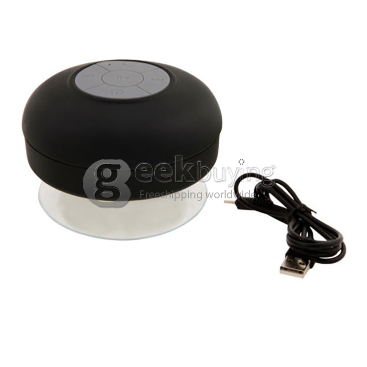 AEN IPX4 Wireless Bluetooth Shower Speaker BT3.0+EDR 2.4GHZ With Built-in Microphone & Suction Cup - Black