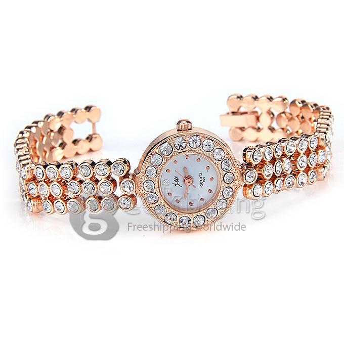 JW 3027 Fashion Flash Brick Diamond Style Bracelet Watches - Golden