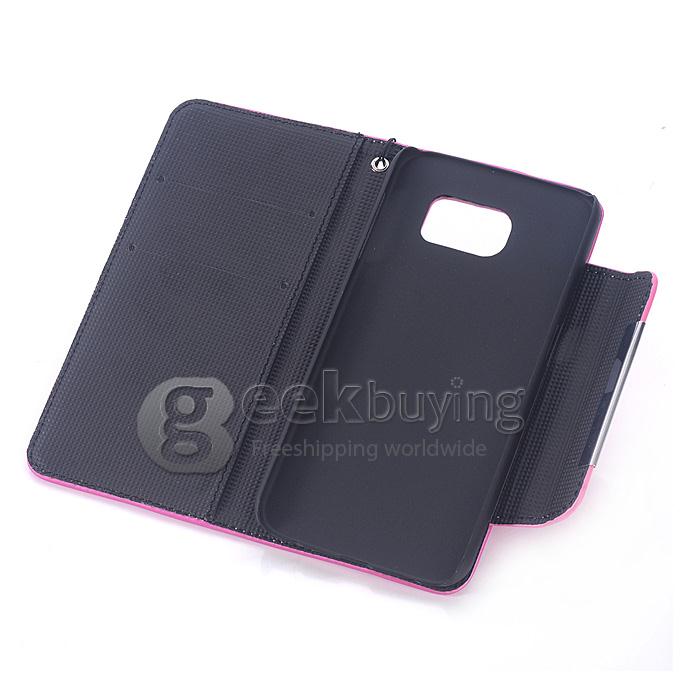 Protective Hard Cover Flip Stand Leather Case for SAMSUNG S6 -Pink