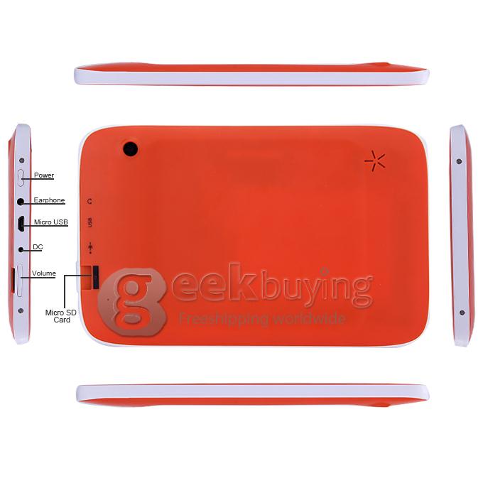 R70FC 7 Inch Android 4.4 Children Tablet PC Rockchip RK2926 Cortex-A9 1.0GHz 512MB/4GB Dual Cameras BT OTG - Orange
