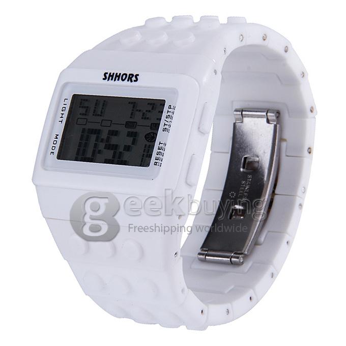 Rainbow Children Wrist Watch with Digital LED Display - White