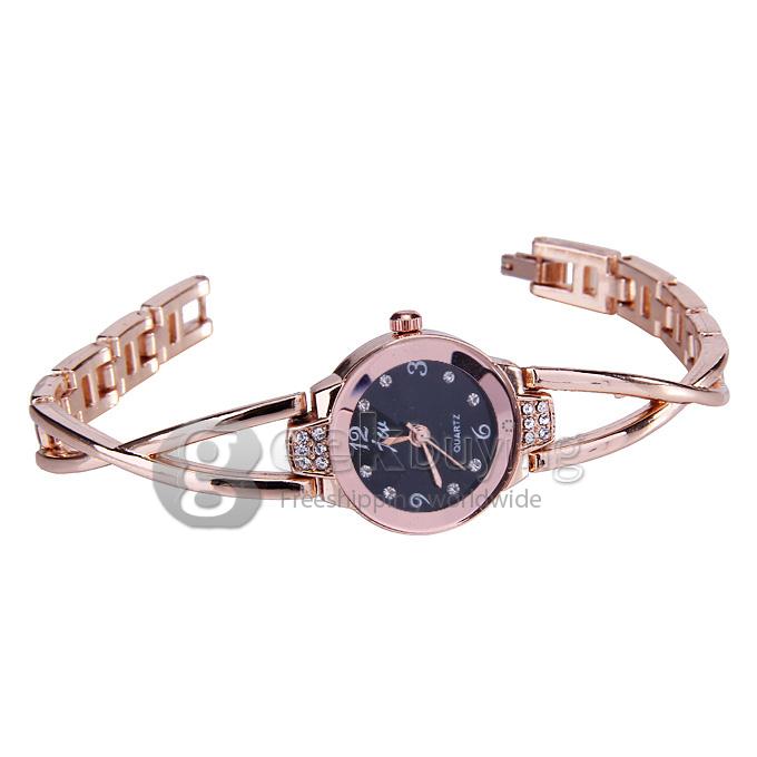 JW 954 Fashion Curve Bracelet Watches - Black + Golden