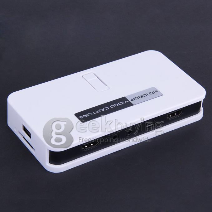 282 1080P HD Video Adopter, HD Game Adopter, HDMI/YPbPr Recorder into USB Disk - White