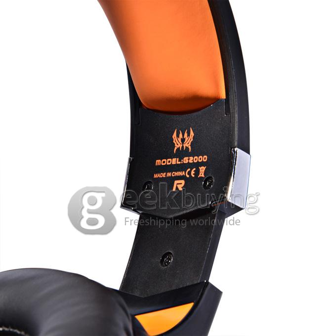 EACH G2000 Over-ear Gaming Headphone Earphone Headband With Mic Stereo Bass LED Light For PC Game - Black+Orange