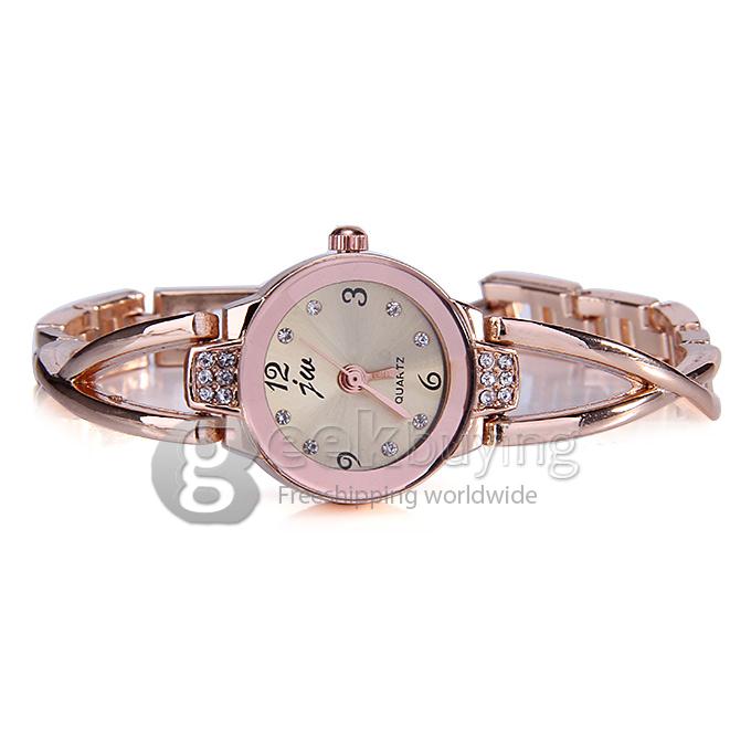 JW 954 Fashion Curve Bracelet Watches - Golden