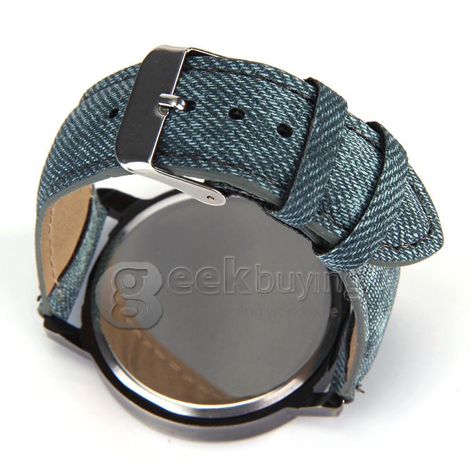Stylish Unisex Quartz Sports Watches Denim Fabric Wristwatch - Gray