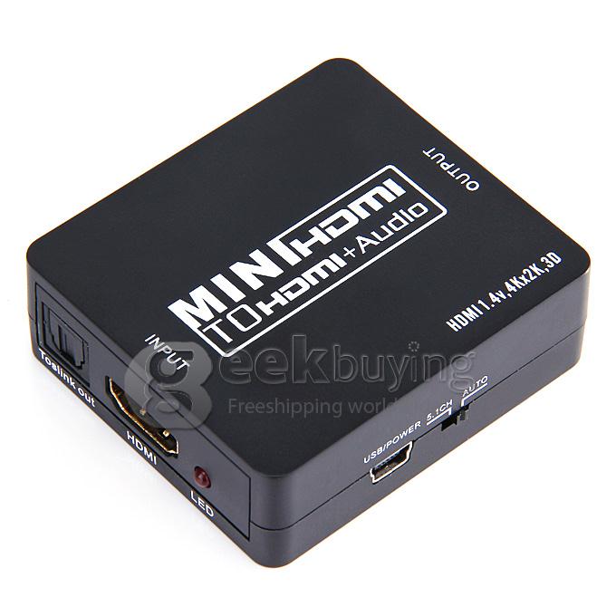 HDMI 1.4 to HDMI + Audio Repeater W/ 4k, DTS / AC3 DTS-HD - Black