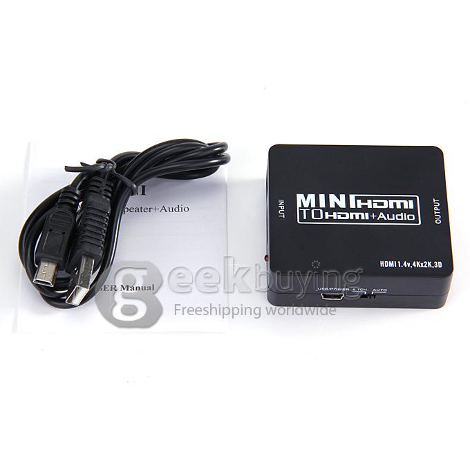 HDMI 1.4 to HDMI + Audio Repeater W/ 4k, DTS / AC3 DTS-HD - Black