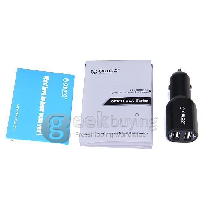 ORICO UCA-2U 2 Port 5V2.4A*1/5V1.5A*1 Mini USB Car Charger for Ipad/Iphone with CE/FCC/3C/ROHS - Black