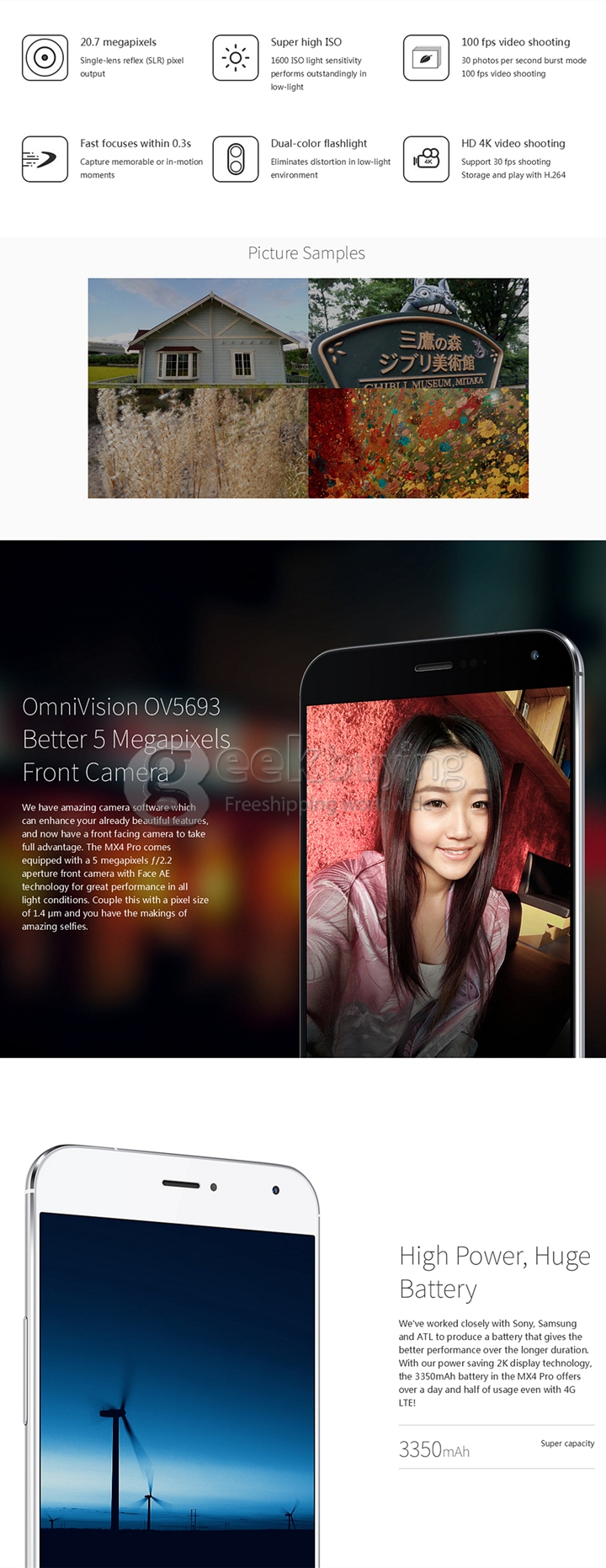 MEIZU MX4 Pro 4G 5.5 inch 2K Gorilla Glass Screen Smartphone Flyme 4 OS 3GB 16GB 20.7MP Cameras HiFi Voice Awake- Grey