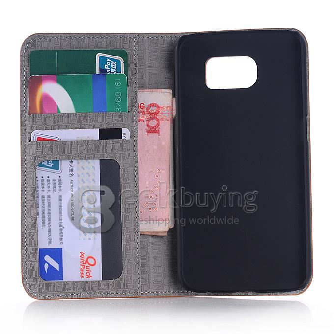 Protective Hard Cover Flip Stand Leather Case for Samsung S6 Edge - Light Blue