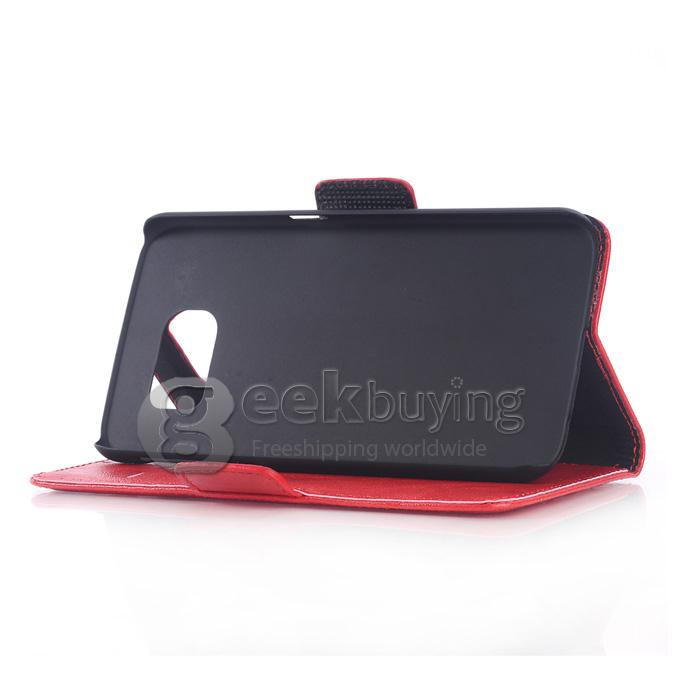 Protective Hard Cover Flip Stand Leather Case for SAMSUNG S6 Edge - Red