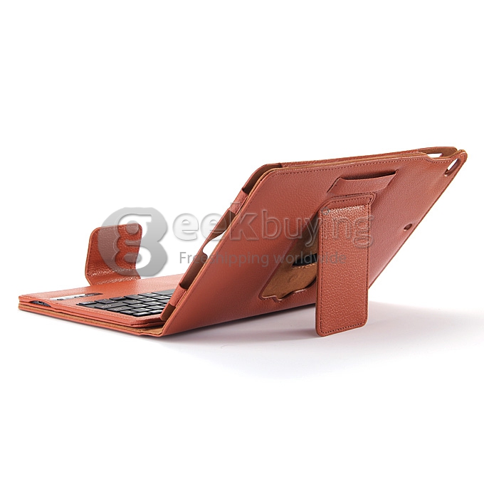 Newest Bluetooth ABS Keyboard Separated Leather Case for Apple iPad 5 iPad Air - Brown