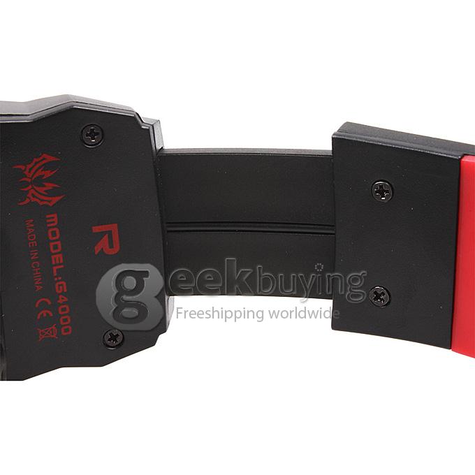 EACH G4000 Adjustable Antinoise Dazzle Light Game Stereo Headphone USB/Audio Jack Input Stretchable Band - Black+Red