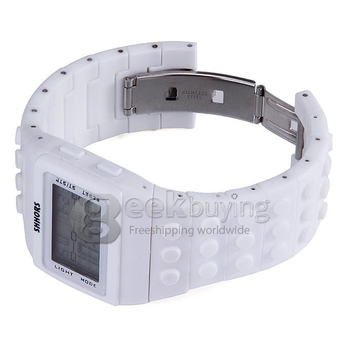 Rainbow Children Wrist Watch with Digital LED Display - White