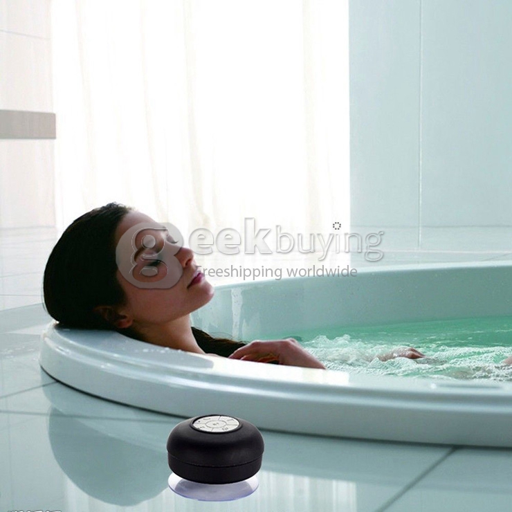 AEN IPX4 Wireless Bluetooth Shower Speaker BT3.0+EDR 2.4GHZ With Built-in Microphone & Suction Cup - Black