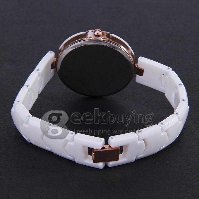 Wecin Fashion Women Bracelet Wrist Watches with Semi-circle Design - White