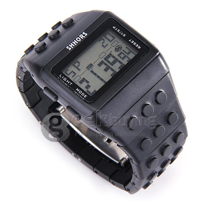 Rainbow Children Wrist Watch with Digital LED Display - Black