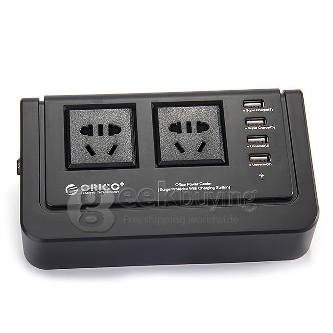 ORICO OPC-2A4U-BK 4 Port USB Charger Hub with 2 x 3-pin & 2 x US Power Socket - White (3-pin Plug)