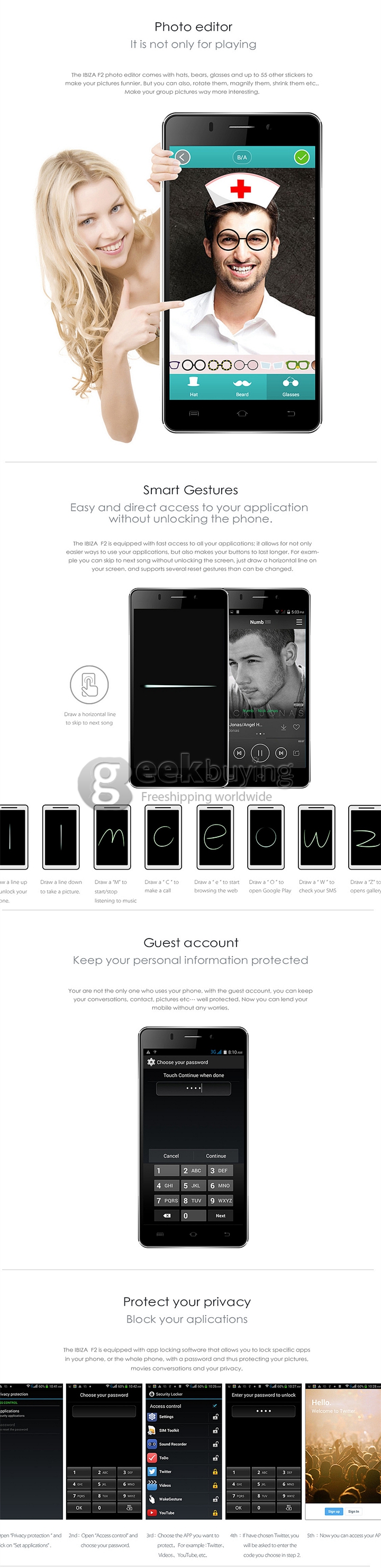DOOGEE F2 IBIZA 5.0 Inch Android 4.4 Smartphone 4G FDD-LTE 64-Bits MTK6732 Quad Core 1.5GHz 13.0MP 1GB/8GB - White