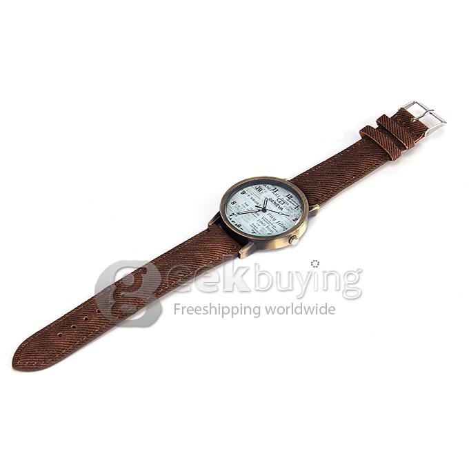 Geneva Stylish Unisex Quartz Watches Denim Fabric Wristwatch - Brown