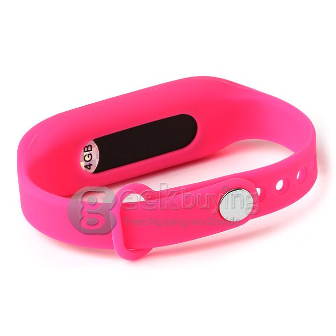 WR-06 Wearable Wristband Bracelet 4GB 70H Digital Voice Recorder Wrist Band WAV Recording Format - Pink
