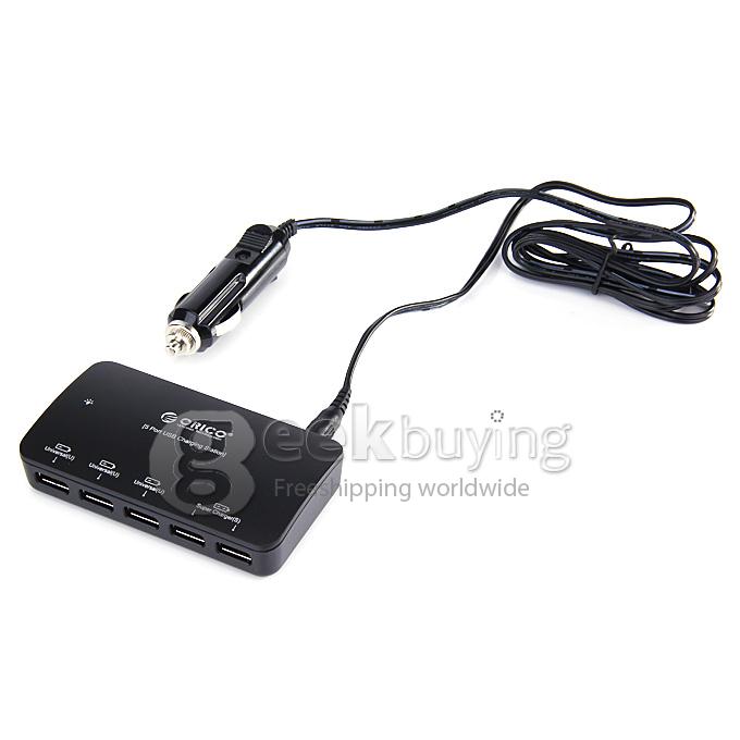 ORICO MPU-5S Auto 12V 5 Port Smart Charger Universal Car Converter Adapter for iPhone Smartphone Tablet PC- Black