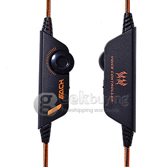 EACH G2000 Over-ear Gaming Headphone Earphone Headband With Mic Stereo Bass LED Light For PC Game - Black+Orange