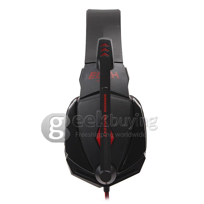 EACH G4000 Adjustable Antinoise Dazzle Light Game Stereo Headphone USB/Audio Jack Input Stretchable Band - Black+Red