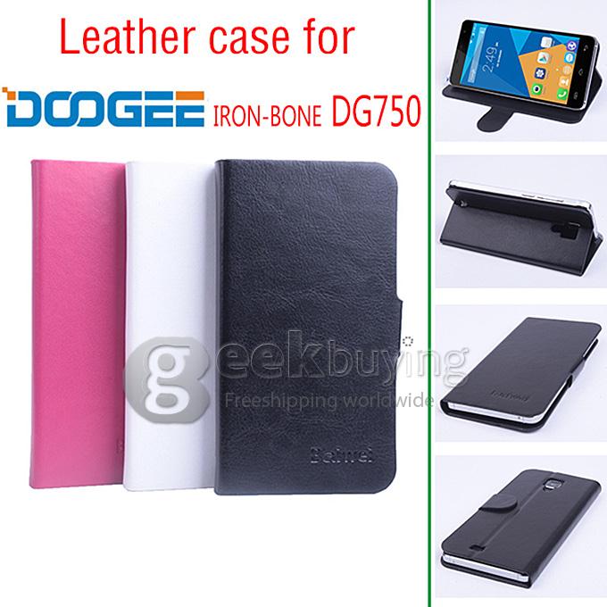 Protective Hard Cover Flip Stand Leather Case for DOOGEE IRON-BONE DG750 -White